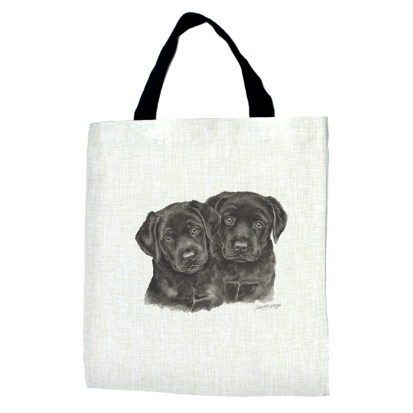 Black Labrador Puppies Tote Bag