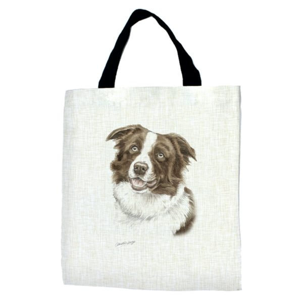 Brown and White Border Collie Tote bag