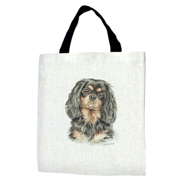 Black and Tan Cavalier King Charles Spaniel Dog Breed Tote Bag